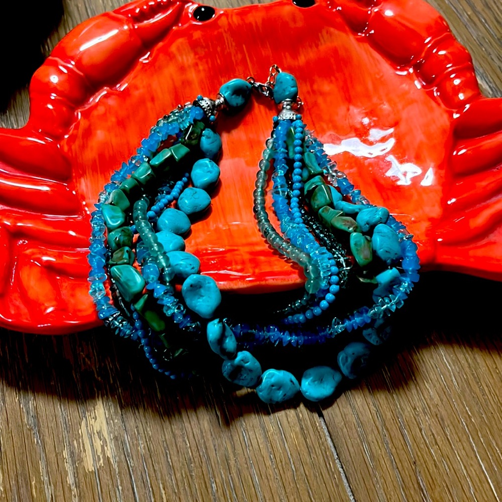 Turquoise tone beads in assorted sizes choker.